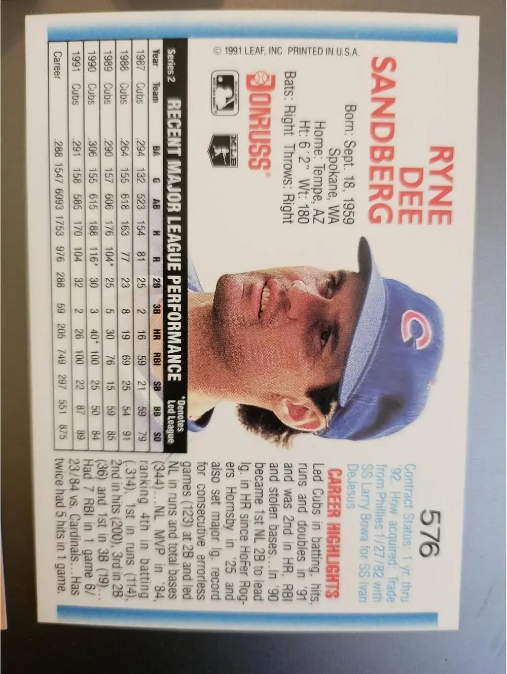 Donruss 1992 ryne